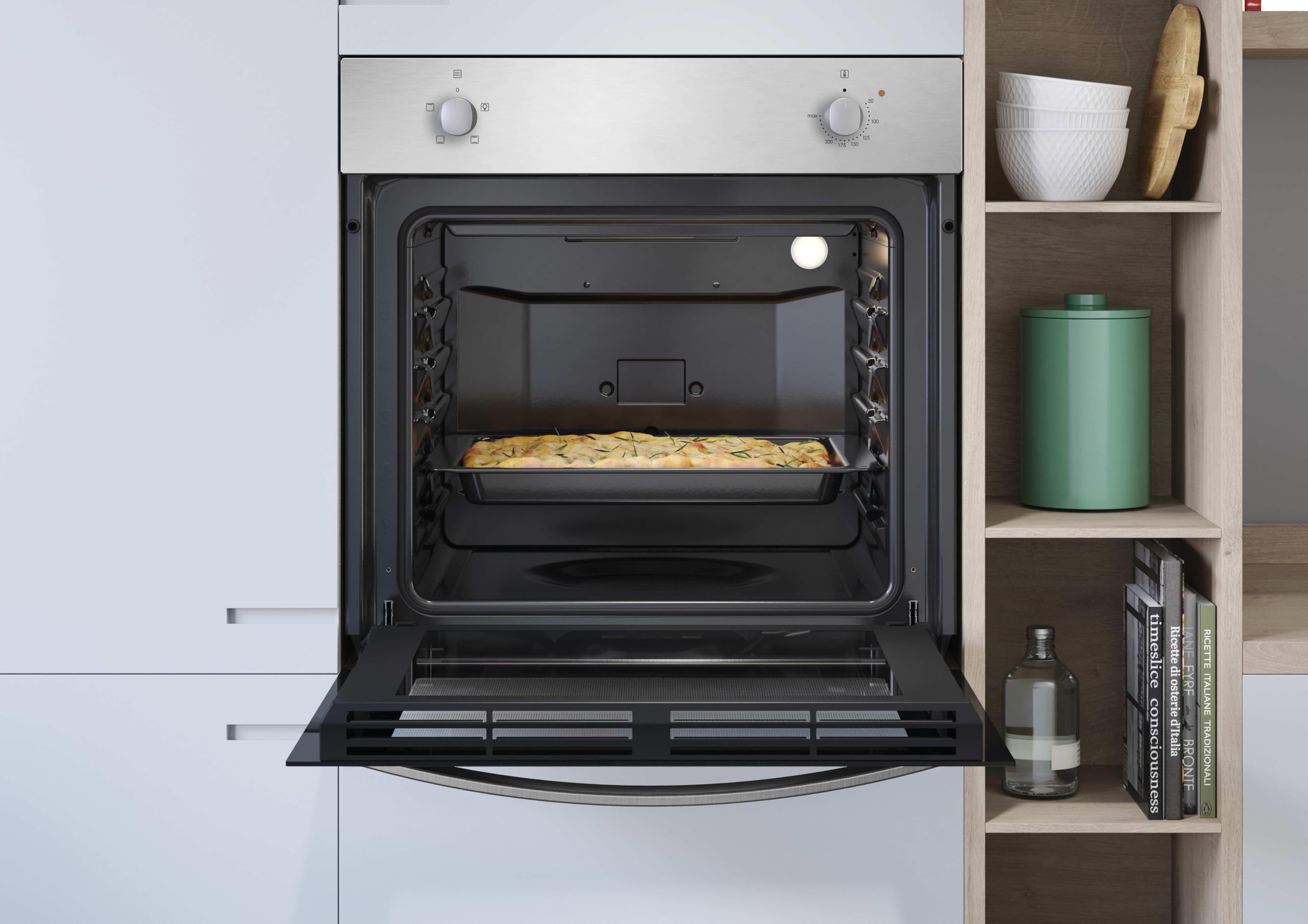 Candy Forno Elettrico da Incasso 70 Litri, Statico, Pulizia Aquactiva a Vapore, Classe Energetica A, Acciaio Inox, 59,5 x 56,8 x 59,5 cm (L x P x A), FIDC X100IT