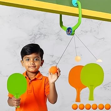 Btop Kids Hanging Table Tennis Trainer Set with Ball, 2 Paddles and 3 Balls, Indoor Self-Practice Game Toy