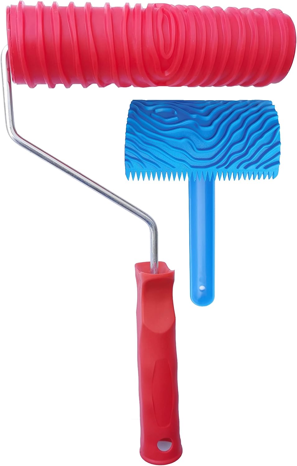 Giskieo Wood Graining Painting Tool, Embossing Roller Set with Plastic Handle for DIY Wooden Grain Wall Art Decoration - - 