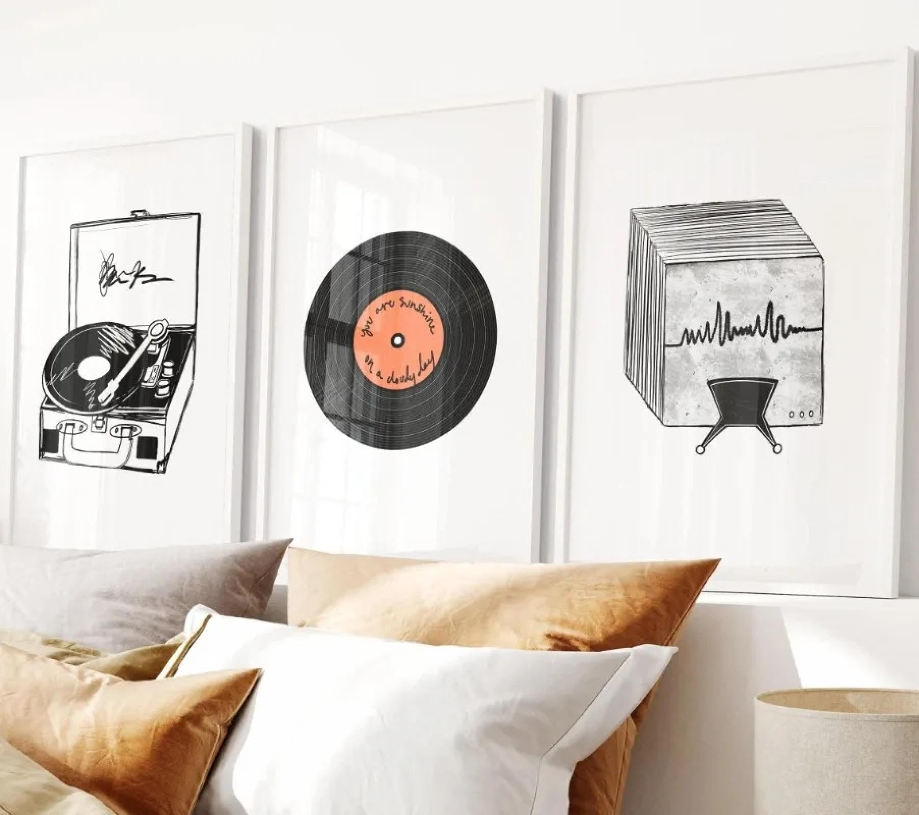 ZHAOLIN Poster e stampe di dischi in vinile moderni di metà secolo, amanti della musica, stampe su tela, quadri da parete per la decorazione della casa, 80X110 cm (31x43 pollici) X3 senza cornice