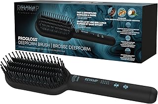 Revamp Progloss Deepform Ceramic Straightener Brush – Ionic Anti-Frizz Straightening Brush – Ceramic Infused with Progloss Oils for Frizz-Free Shine – Auto-Off & 9’ Swivel Cord