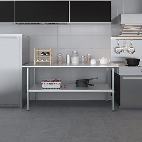 Vista 284 de AmGood Mesa de trabajo de acero inoxidable de 18 pulgadas x 36 pulgadas Mesa de preparación de alimentos de cocina de metal NSF