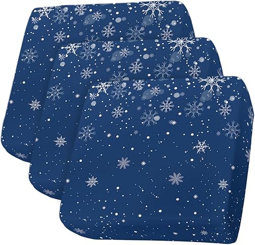 Wowouhiya Navy Blue Christmas Snowflake Couch Cushion Covers, Stretch Sofa Cover with Elastic Bottom, Winter Snowflake Xmas Sofa Slipcovers disponible en Yaxa Colombia