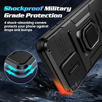 Doeshine iPhone 15 Pro Max Tok, 360° Gyűrűs Állvánnyal, Kamera Védőfedéllel, Katonai Ütésálló Védelem, 2db Képernyővédő Fóliával, Fekete 7