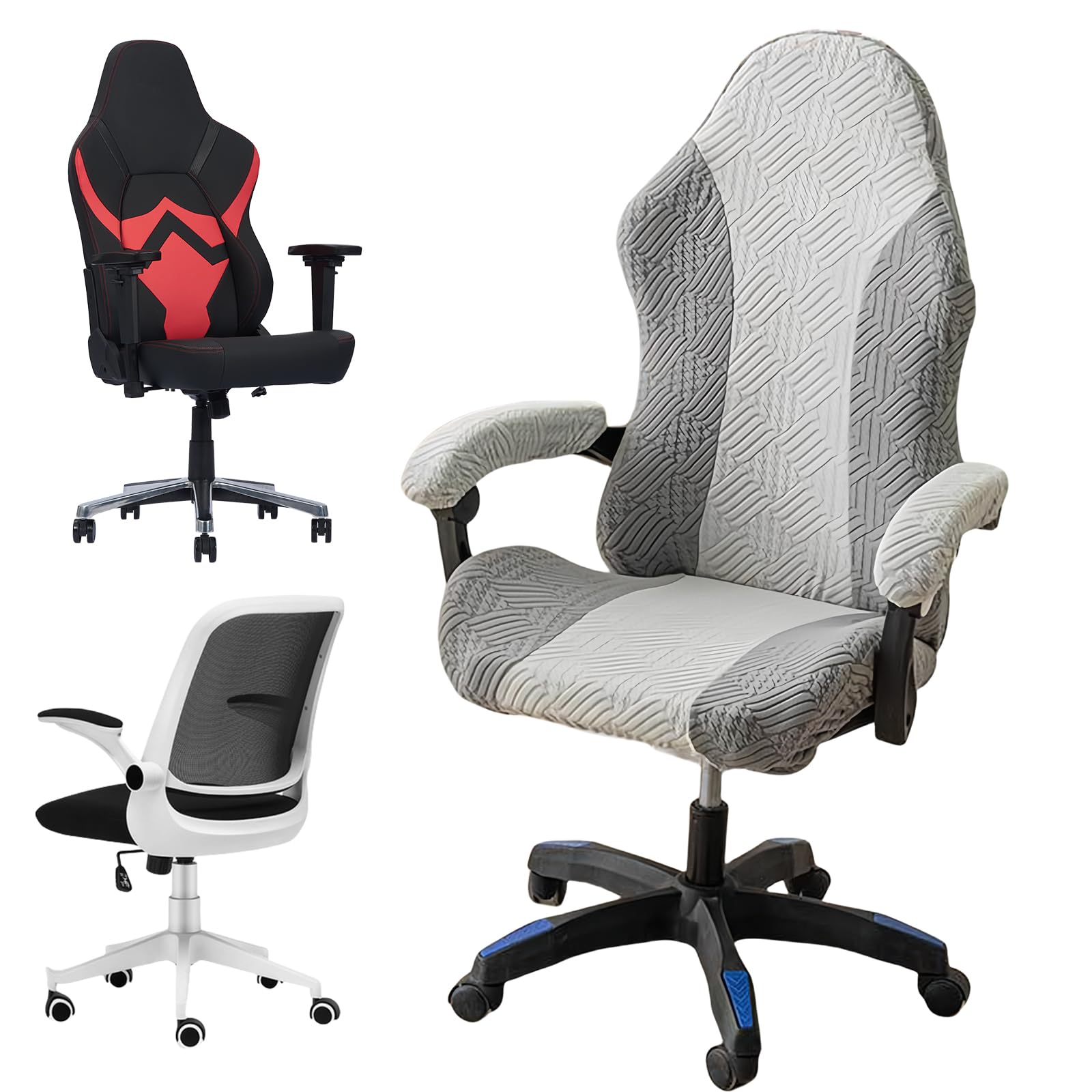 WIYETY - Funda para silla de juego extensible con apoyabrazos/respaldo, para escritorio, ordenador, estilo Racing