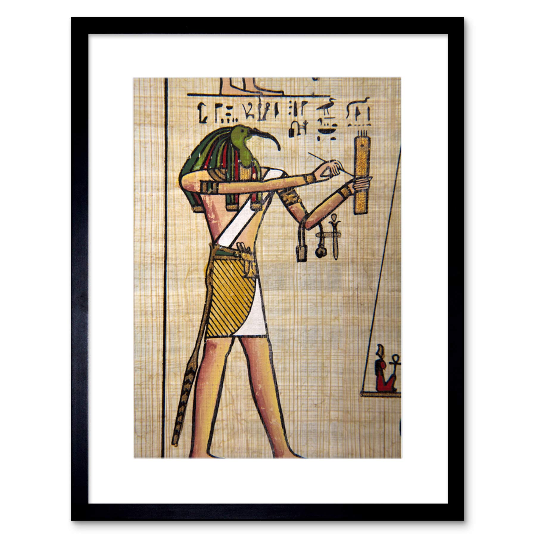 Wee Blue Coo PAINTING WRITING HIEROGLYPHICS EGYPTIAN GOD THOTH IBIS HEAD FRAMED PRINT B12X8144