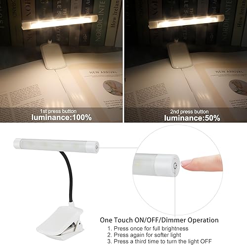 Miniatura 10 de BIGMONAT - Luz de lectura para libro, luz de noche recargable, color ámbar recargable, cuello plegable portátil, USB o funciona con pilas, luz de