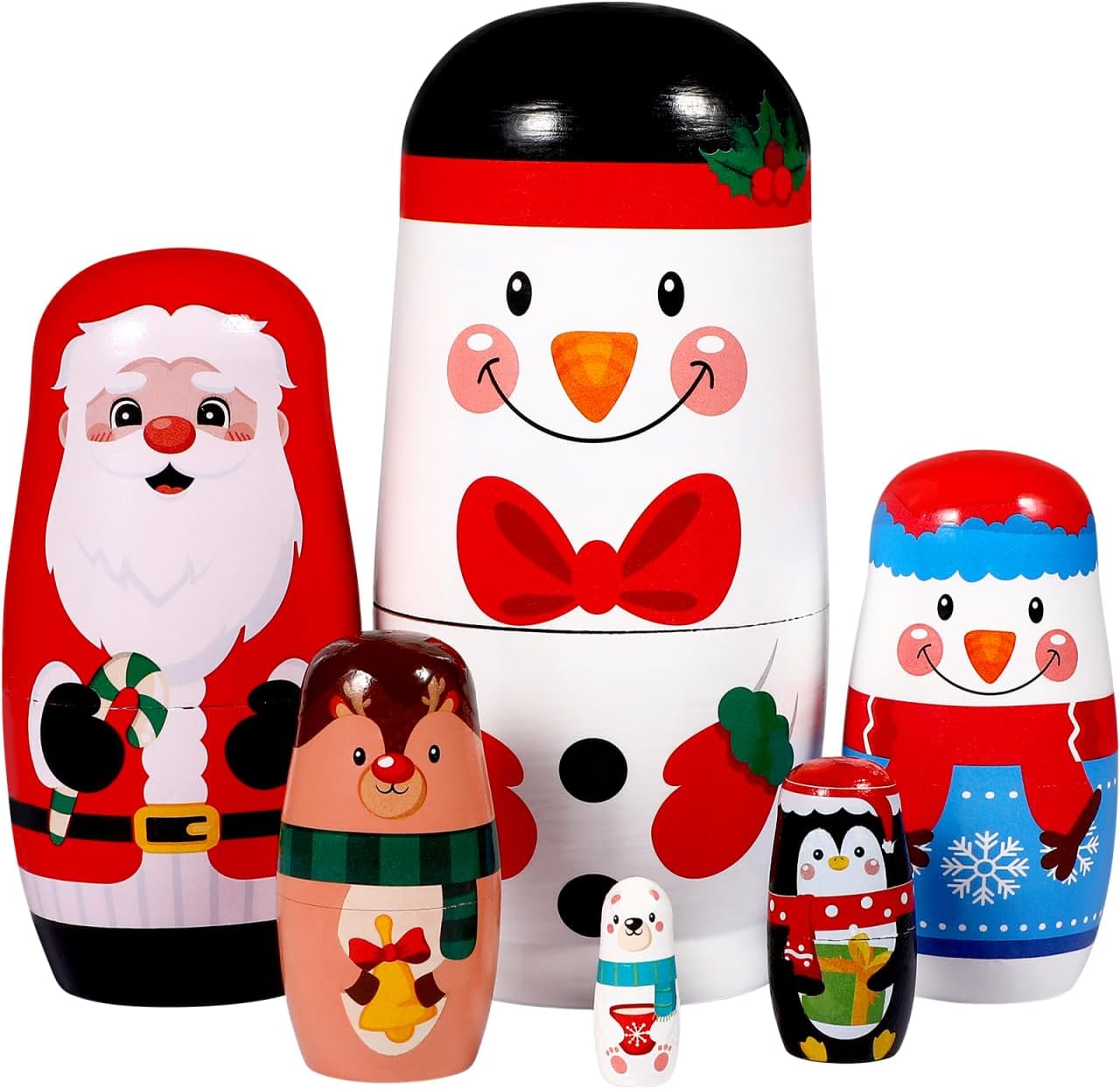 Ciieeo 6pcs Russian Nesting Dolls Matryoshka Stacking Nested Set Wooden Matryoshka Dolls for Kids Christmas Handmade Nesting Dolls Russian Dolls for Birthday
