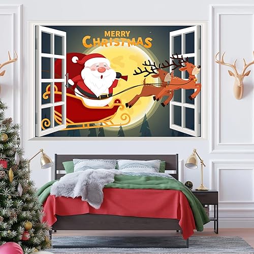 Miniatura 3 de Decoraciones navideñas para interiores para el hogar, calcomanías de pared, calcomanías artísticas para sala de estar, niños, guardería,