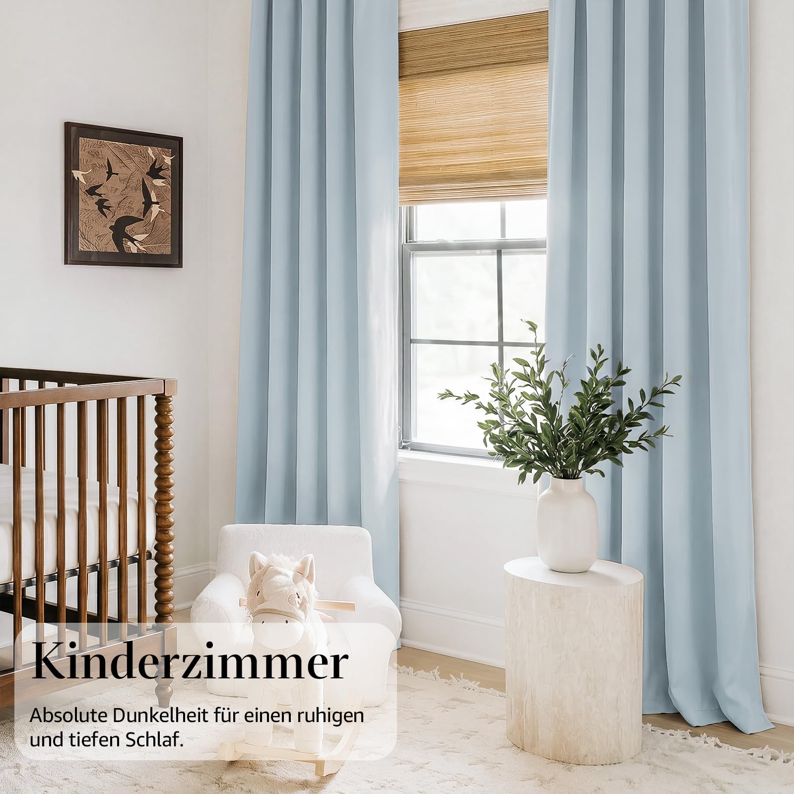 TOPICK Cortinas Cortas Opacas 140An x 200Al cm 2 Paneles Azul Claro | Cortinas Blackout Térmicas Aislantes Frío y Calor Grises con Ojales Modernas para Ventanas Salón Dormitorio Cocina
