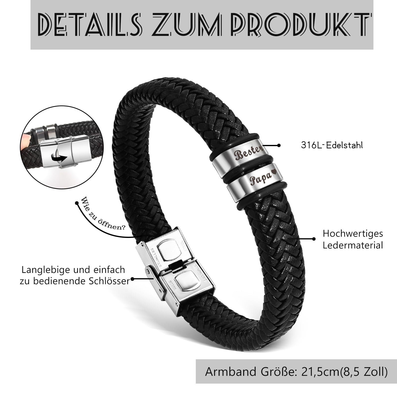 VU100 Bracciale del Papà Regalo per il Papà,de