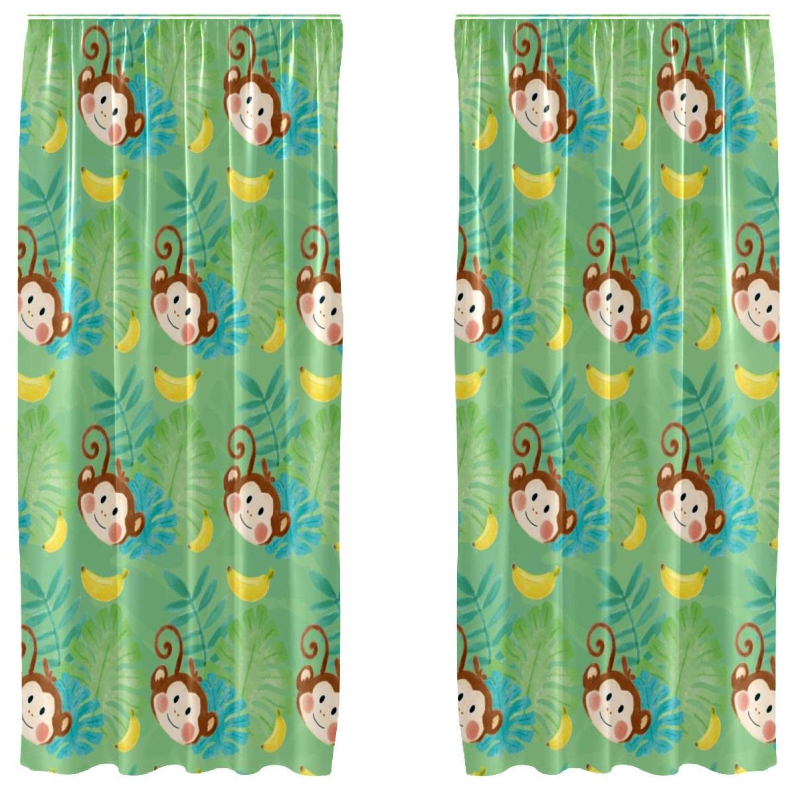Rideaux occultants singes et bananes 140 x 213 cm microfibre isolant thermique