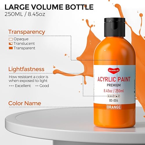 Miniatura 3 de Juego de pintura acrílica grande de 18 colores (8.45 onzas, 8.5 fl oz), pintura acrílica a granel no tóxica, suministros de pintura artística en