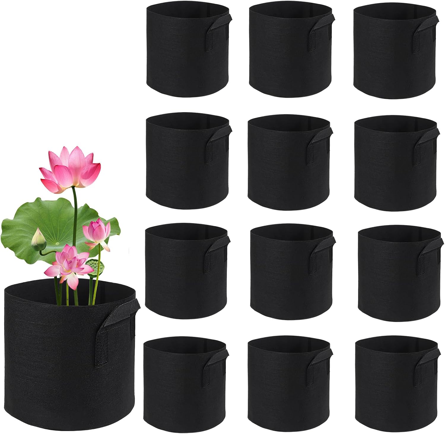12Pcs Lily Plant Pots for Pond, Aquatic Pond Planter for Pond Durable Breathe Reusable Fabric Plant Bags for Aquatic Plants, Potato, Carrot, Onion, Flower (1 Gallon)