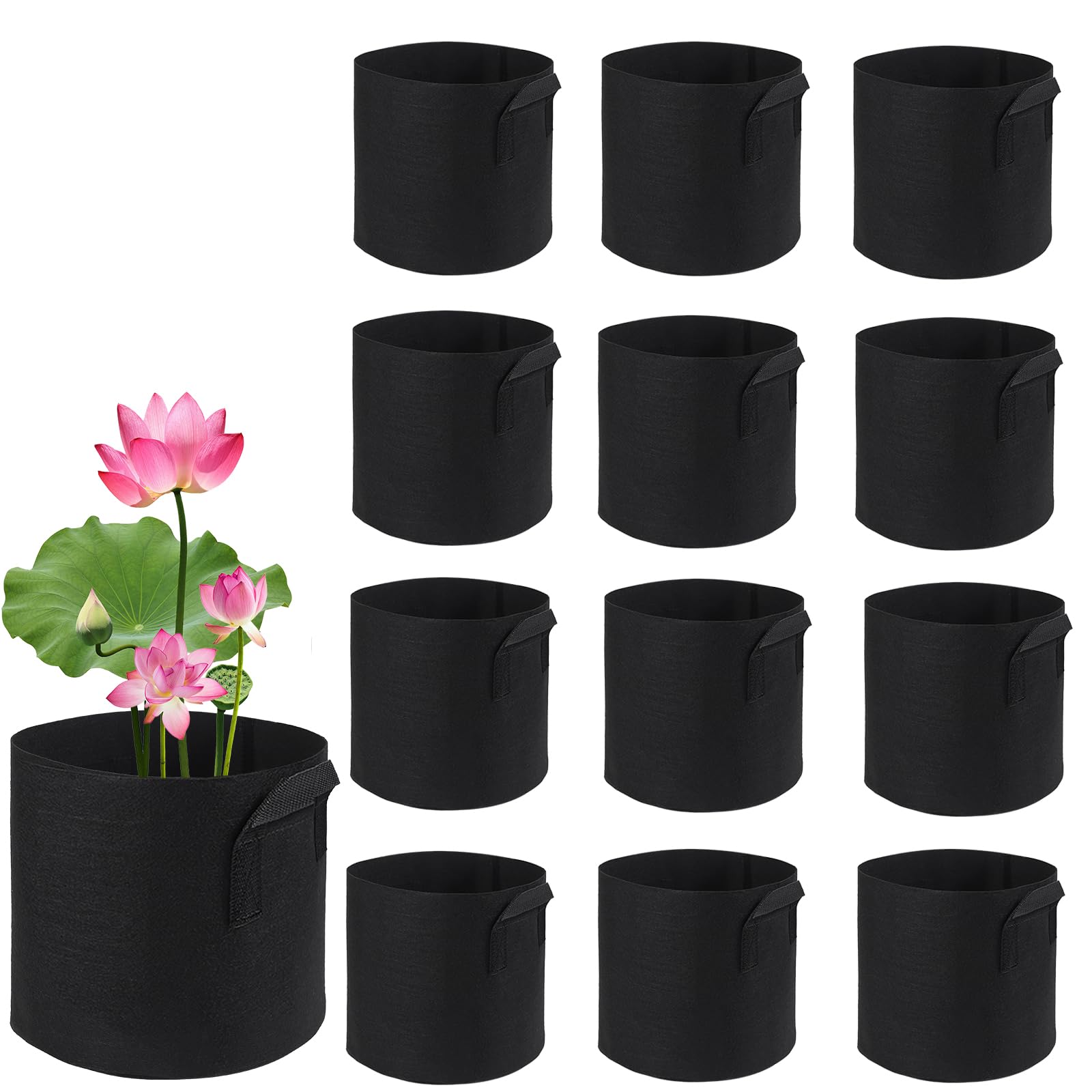 12Pcs Lily Plant Pots for Pond, Aquatic Pond Planter for Pond Durable Breathe Reusable Fabric Plant Bags for Aquatic Plants, Potato, Carrot, Onion, Flower (1 Gallon)