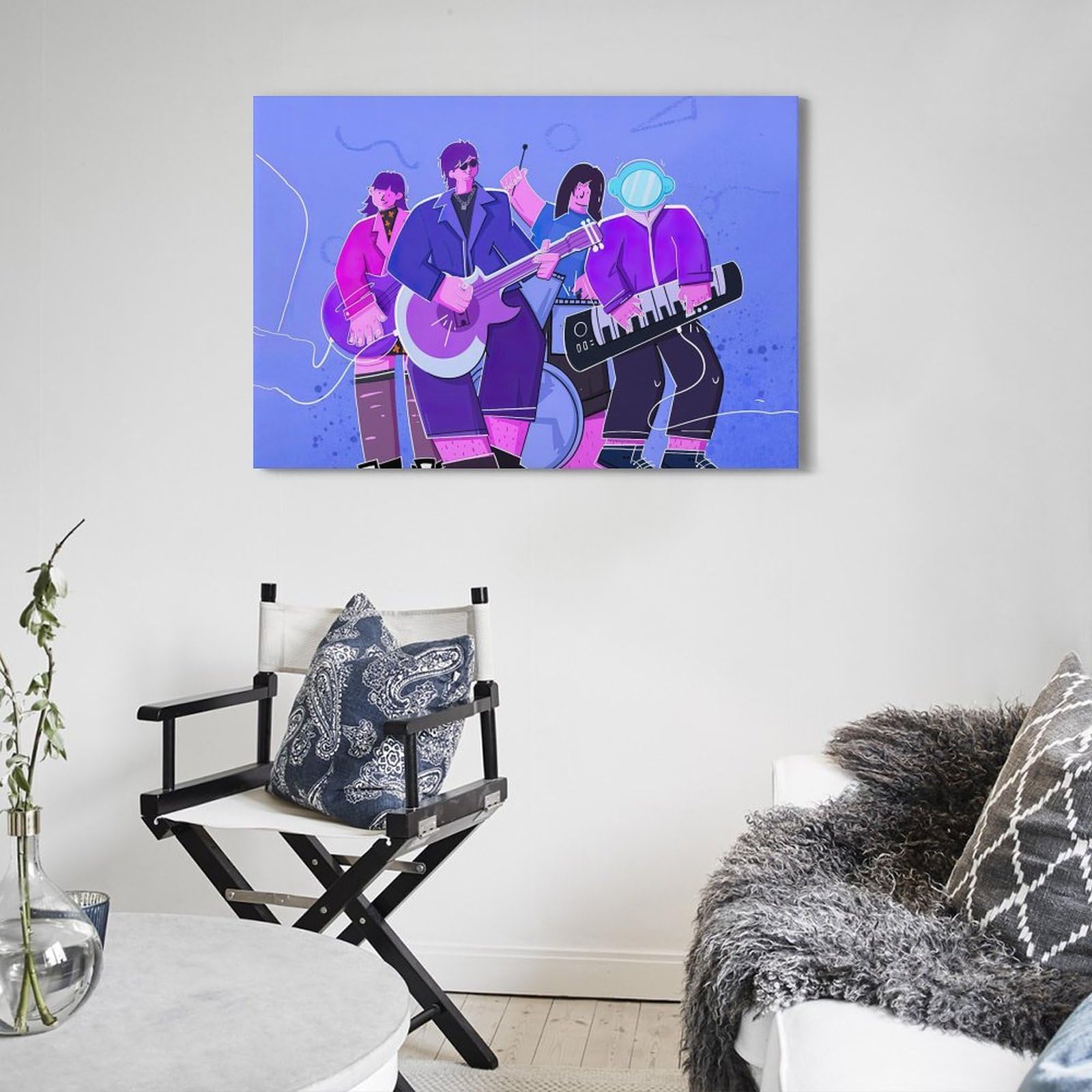 UNSGA Poster con musica in stile cartone animato, motivo: Jazz & Rock Band, stampa artistica su tela, poster decorativo moderno, per camera da letto, 40 x 60 cm