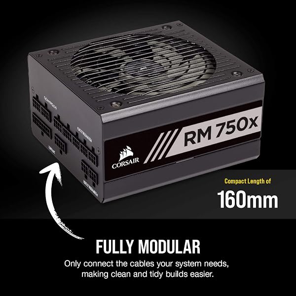 Corsair RMX Series, RM750x, 750 Watt, 80+ Gold Certified, Fully Modular Power Supply (Low Noise, Zero RPM Fan Mode, 105°C Capacitors, Fully Modular Cables, Compact Size) Black - 5