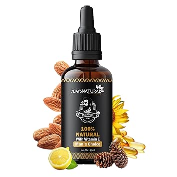 7DAYSNATURAL Beard & Moustache Growth Oil | Natural Ingredients for Fast Growth & Soft Beard | For Men | 30ml