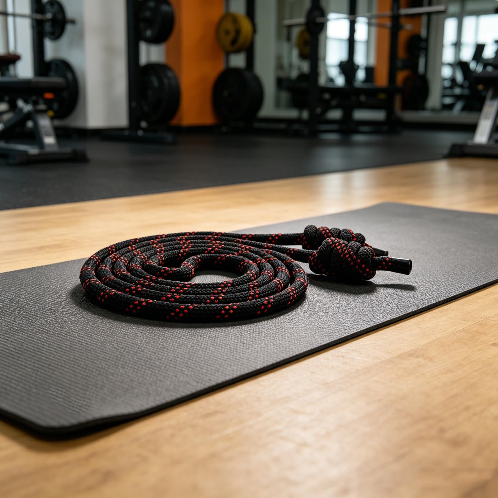 Schwarzes Flow Rope – 4,10 m langes Springseil für Seilspringübungen – Gewebtes Trainingsseil für Gymnastik, Sport, Krafttraining und Fitness