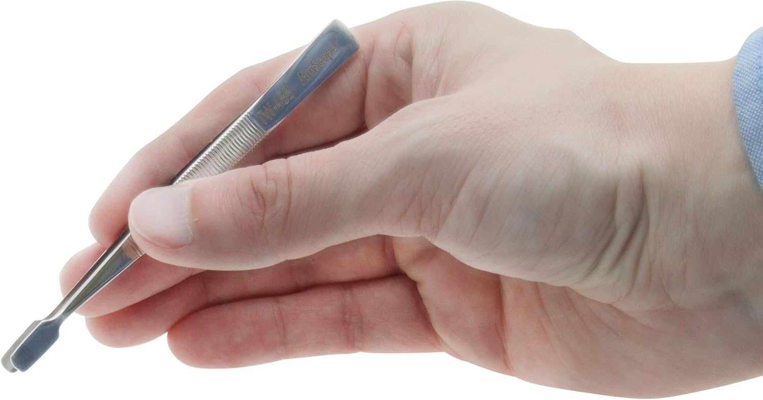 AmScope - 4 3/4 in. General Purpose Offset Spade Smooth Tip Tweezers - Multi-Pack - 10 pcs