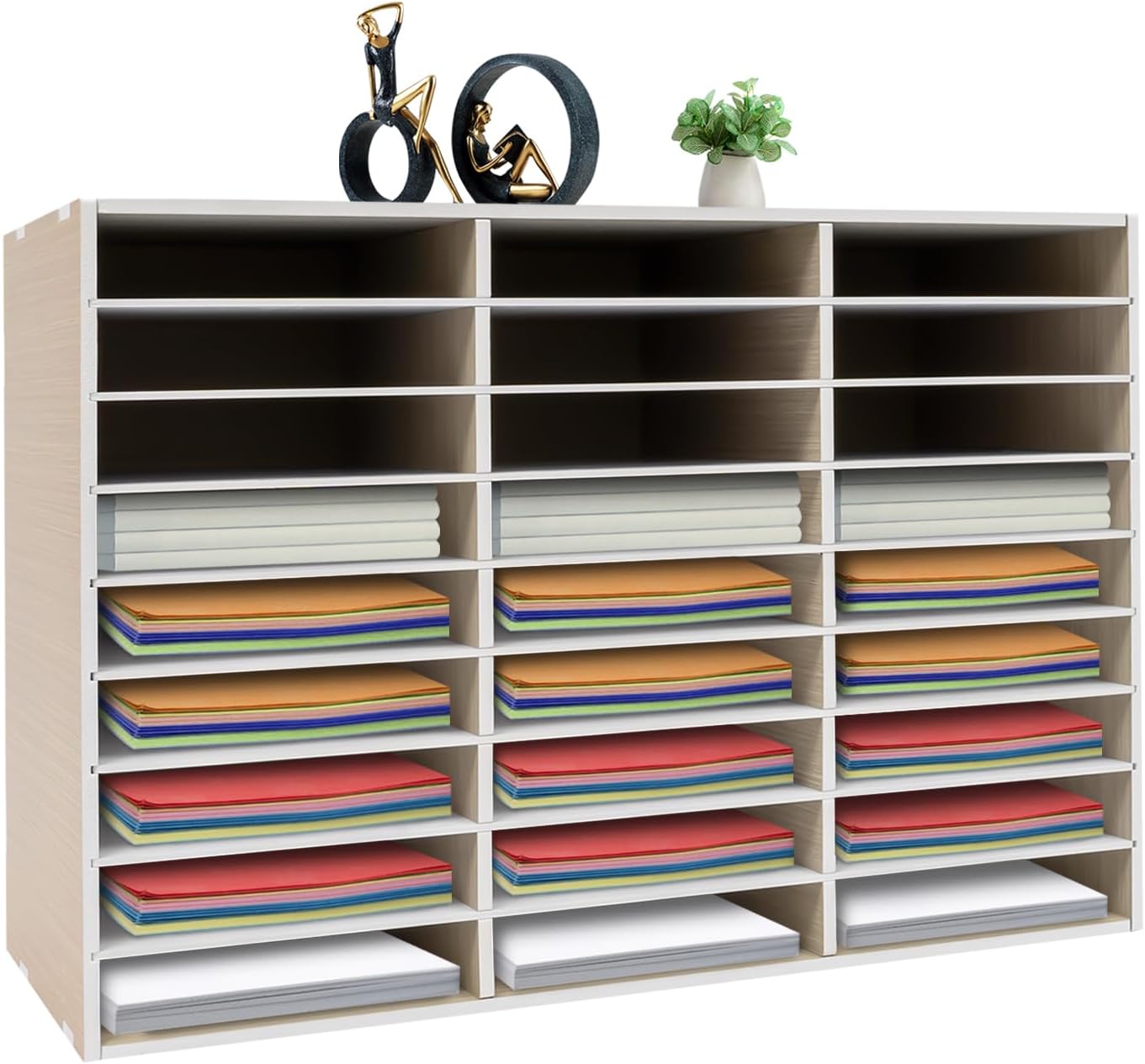 2Pcs Paper Organizer, 10 Slots File Organizer for Desk Paper Storage Cabinet with 10 Slots, Classroom Mailboxes Compartment Literature Sorters Classroom Organizers for Student (10-Slot-White)