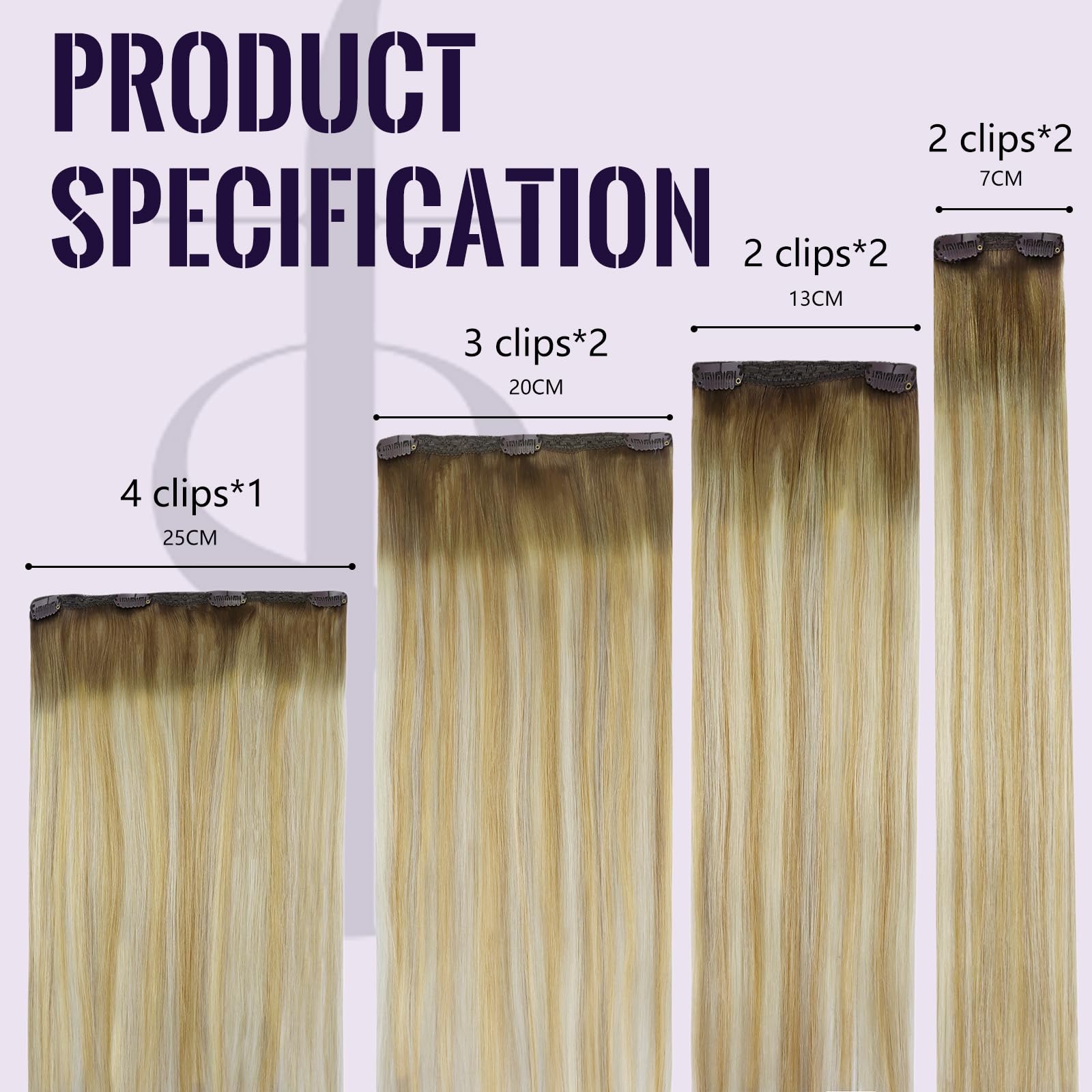 Fshine Clip Dei Capelli Umani in Estensioni Marrone Castagno Ombre Biondo Mix Platino Blonde Estensioni Dei Capelli Umani Reale 24 Pollice Estensioni Dei Capelli Umani Straight 120g 7pcs