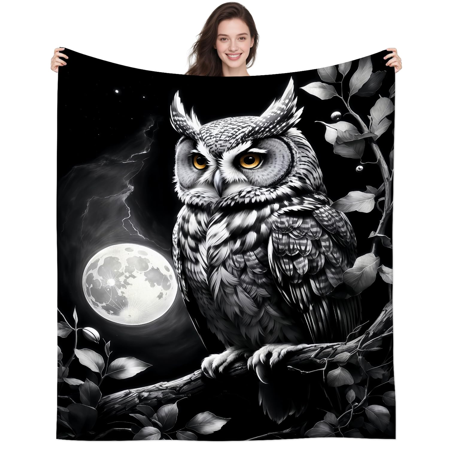 DUNTNKS Owl Blanket Gifts for Women Men Boys Girls Lovers Adults Soft Stuffed Plush Owl Throw Blanket for Couch Sofa Bed Room Decor 60"X50"INCH