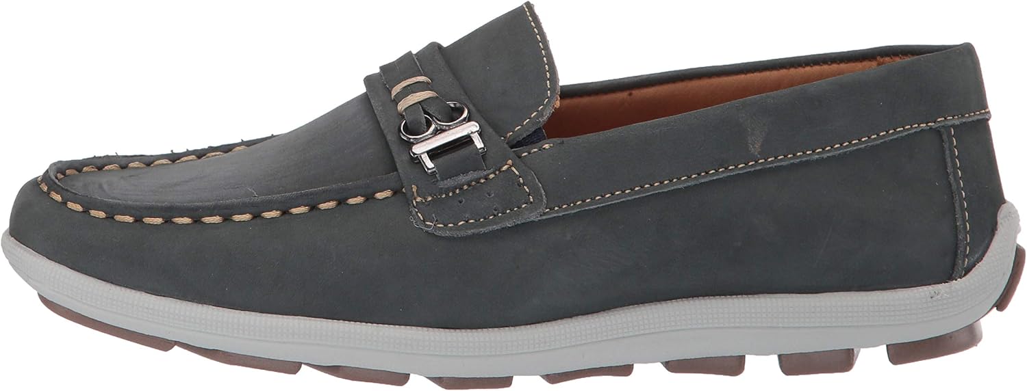 Driver Club USA Unisex-Child Kids Boys/Girls Genuine Leather Driving Loafer with Rope Anchor Detail