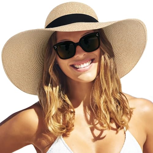 FURTALK Womens Sun Straw Hat Wide Brim UPF 80 Summer