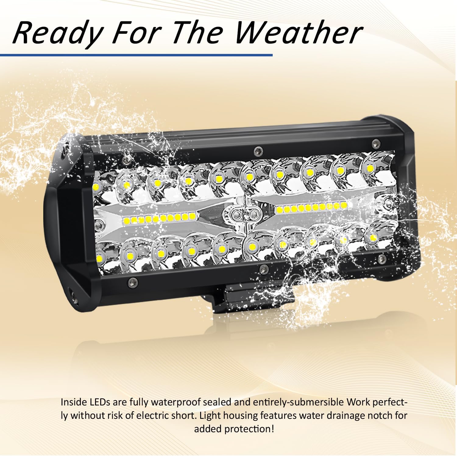AveneMark 2 Pcs LED Light Bar 7 Inch Pod Lights, Flood Spot Driving Lights Off Road LED Lights Triple Row Combo Beam Work Light Waterproof for Jeep Truck ATV SUV Car Boats