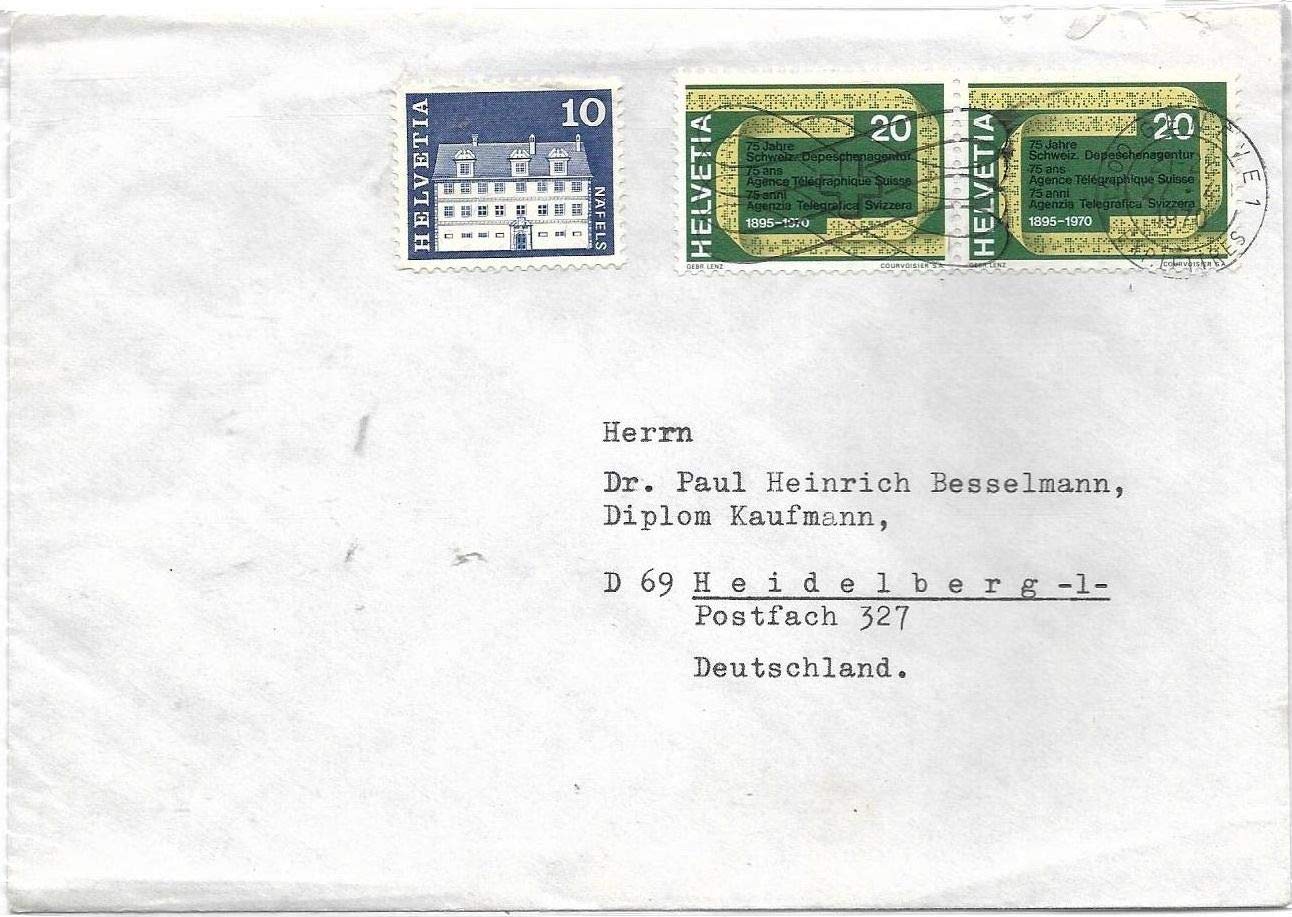1970 Rare Switzerland Used Cover # N