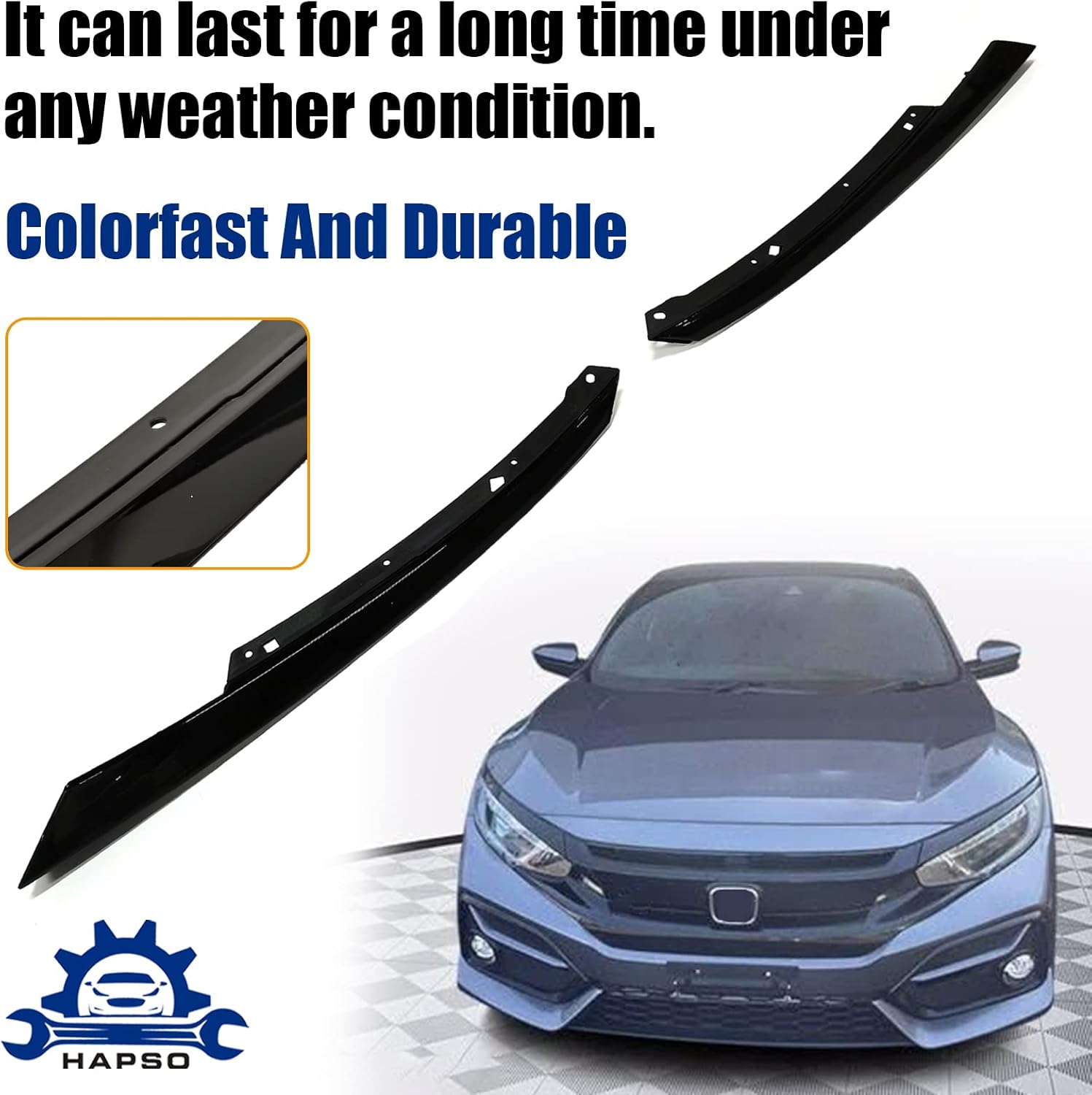 Headlight Eyelid Molding Trim Fit For 2019 2020 2021 Honda Civic Front Headlight Eyelid Eyebrows Cover Pair LH+RH (Glossy Black)