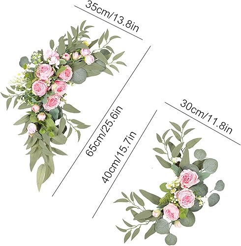 Miniatura 4 de 2 guirnaldas de flores de boda, hojas de eucalipto, guirnaldas florales de rosas y peonías, kit de flores artificiales para arco de boda, letrero de