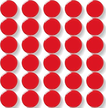 Strong Fridge Magnets 30-Pack, Small Round Refrigerator Magnets, Heavy Duty Mini Magnets for Whiteboard Fridge Locker Crafts Office Kitchen Classroom & School - Decorative Cute Magnet in Red