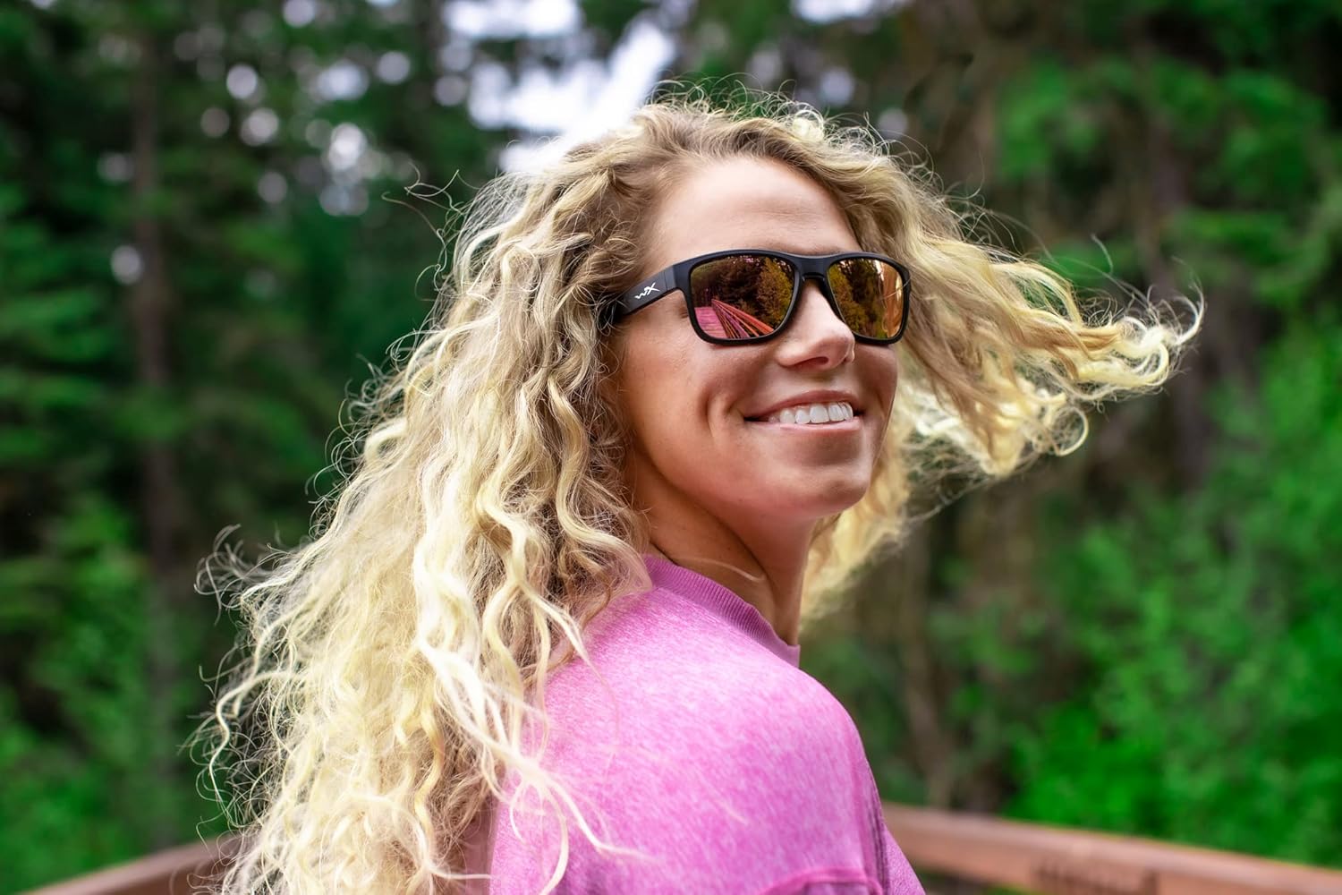 Wiley X Ovation Captivate Polarized Sunglasses, Safety Glasses for Men and Women, UV Eye Protection for Shooting and Fishing Matte Black Frames, Rose Gold Mirror Tinted Lenses