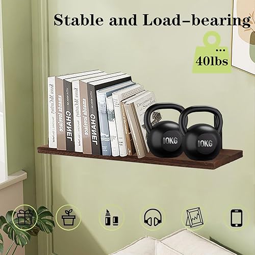 Miniatura 6 de Estantes flotantes sobre el inodoro, estante organizador de baño montado en la pared con cesta de almacenamiento para papel higiénico, estantes de