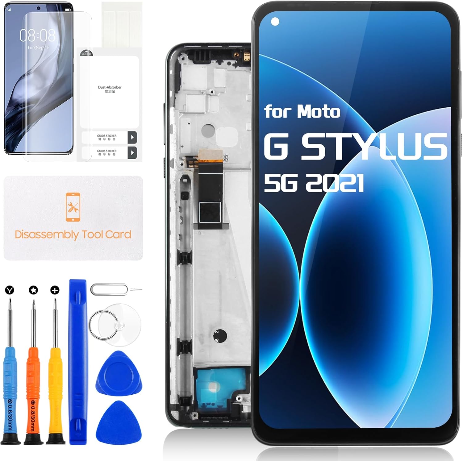 for Motorola Moto G Stylus 5G 2021 Screen Replacement kit, LCD Display with Frame Touch Digitizer for Motorola G Stylus 5G XT2131-1 XT2131-4 XT2131-2 XT2131-3 XT2131DL Full Assembly with Tools