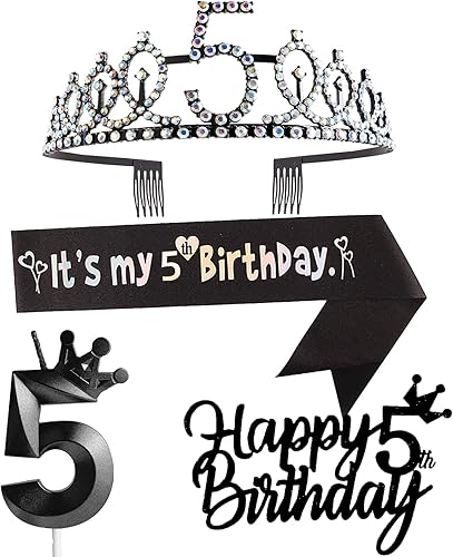 Vista 37 de Decoraciones de 7º cumpleaños para niña, incluyendo corona/tiara, banda, adornos para pastel de cumpleaños y velas del número 7, suministros de Rosa
