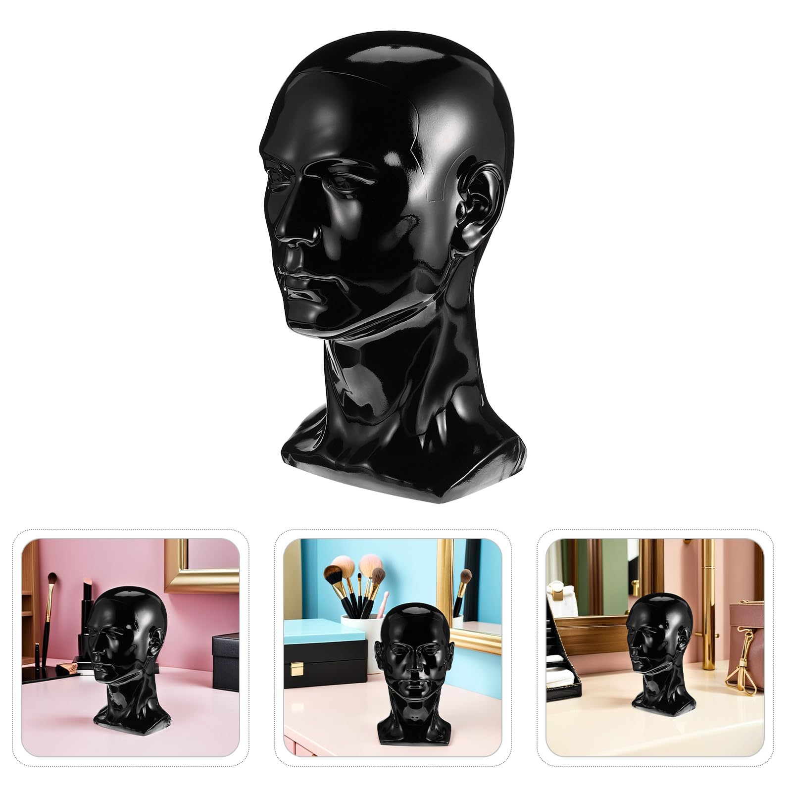 Sombrerero de Pvc Diseño Realista y Proporciones Precisas , Portátil Cabeza de Maniquí para Exhibición de Cabello para Salones de Belleza y Práctica de Peluquería