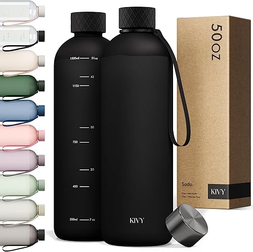 Miniatura 33 de KIVY Botella de agua grande de 50 onzas [ligera e inastillable] Se adapta a mochila y portavasos para viajes, deportes, escuela, botella de agua