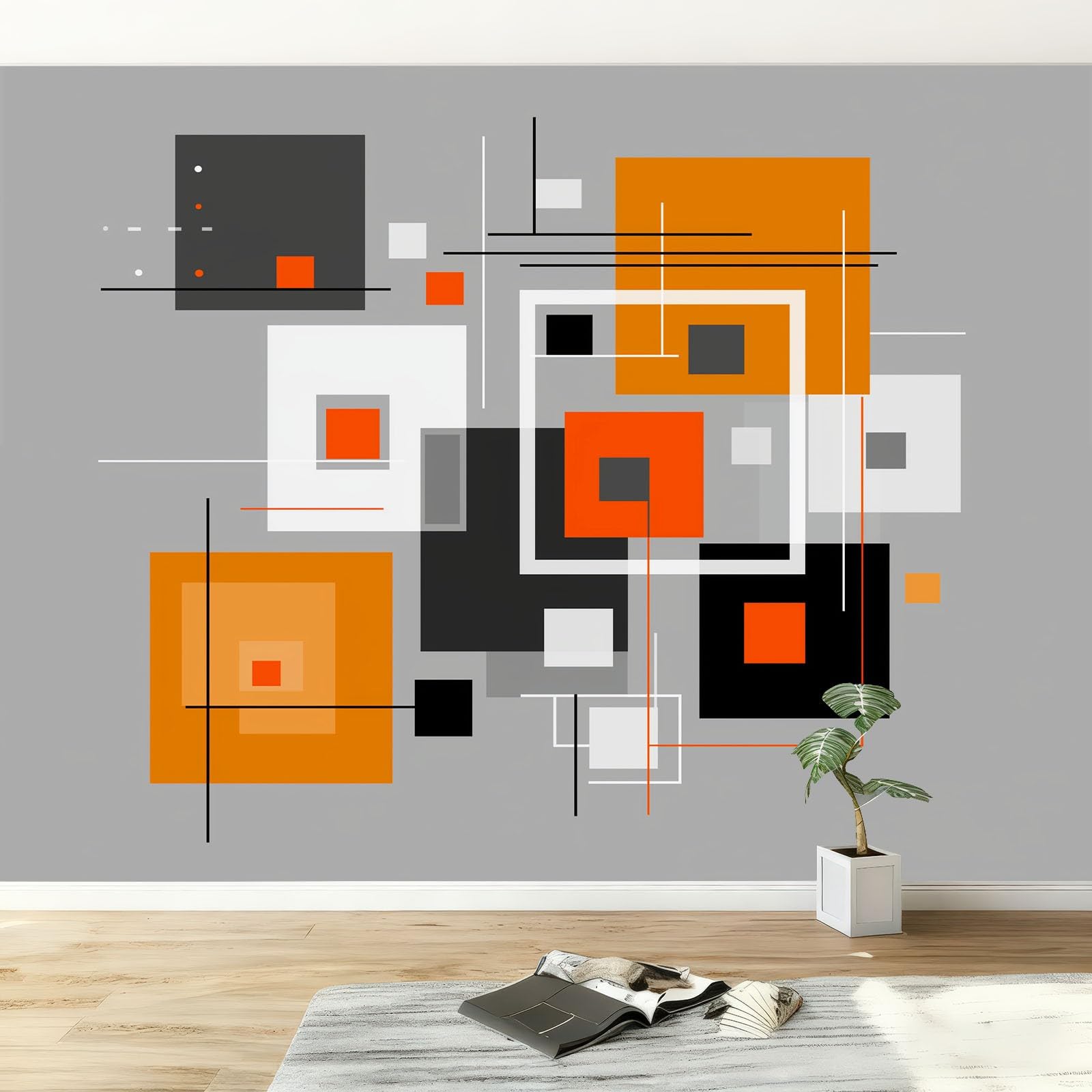 Fototapeta 3D, geometria prostokąta, linie, 300 x 210 cm, tapeta z włókniny, fototapeta, tapeta ścienna, sypialnia, salon, pokój dziecięcy, nowoczesna dekoracja ścienna
