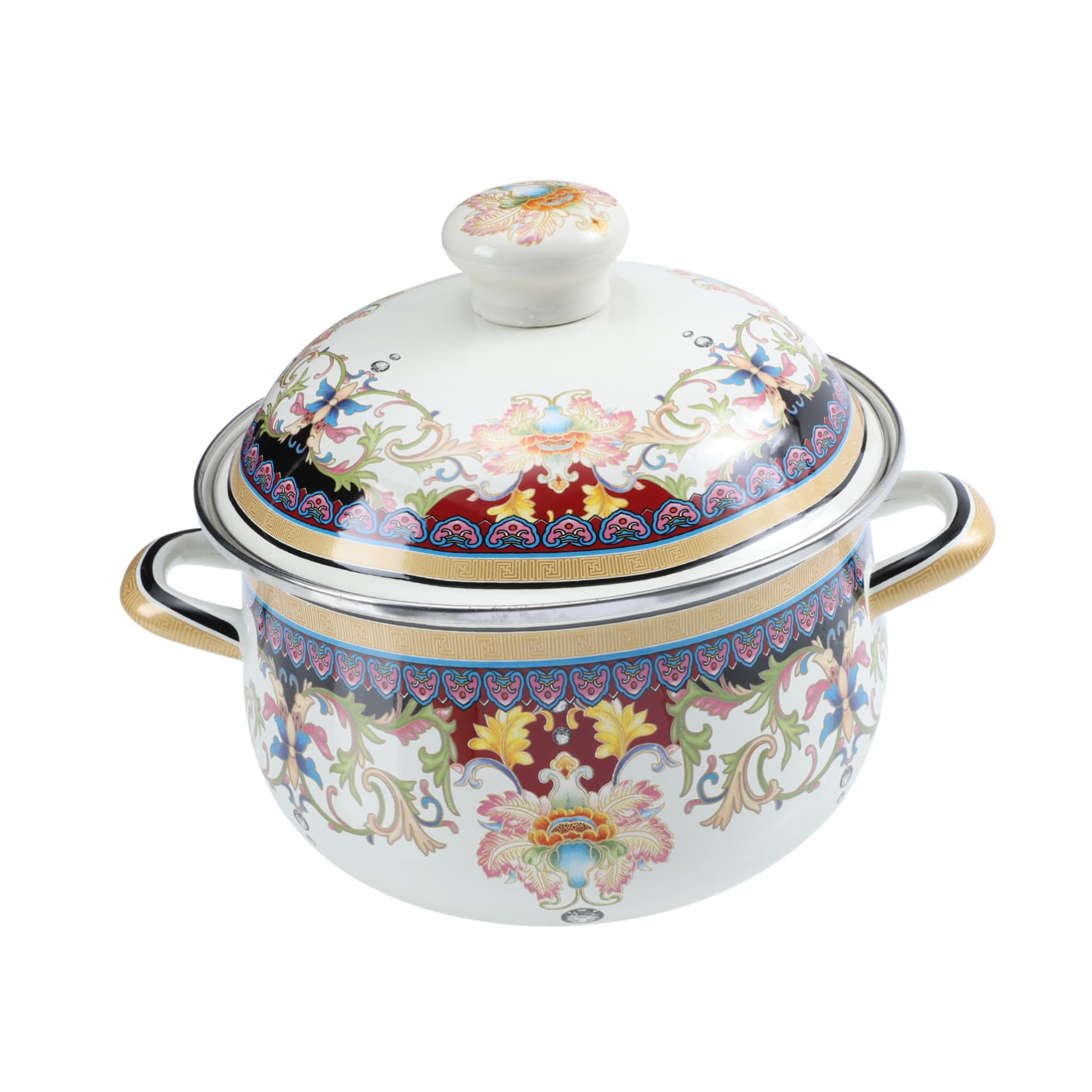 Casserole émaillée double anse avec couvercle marmite soupe