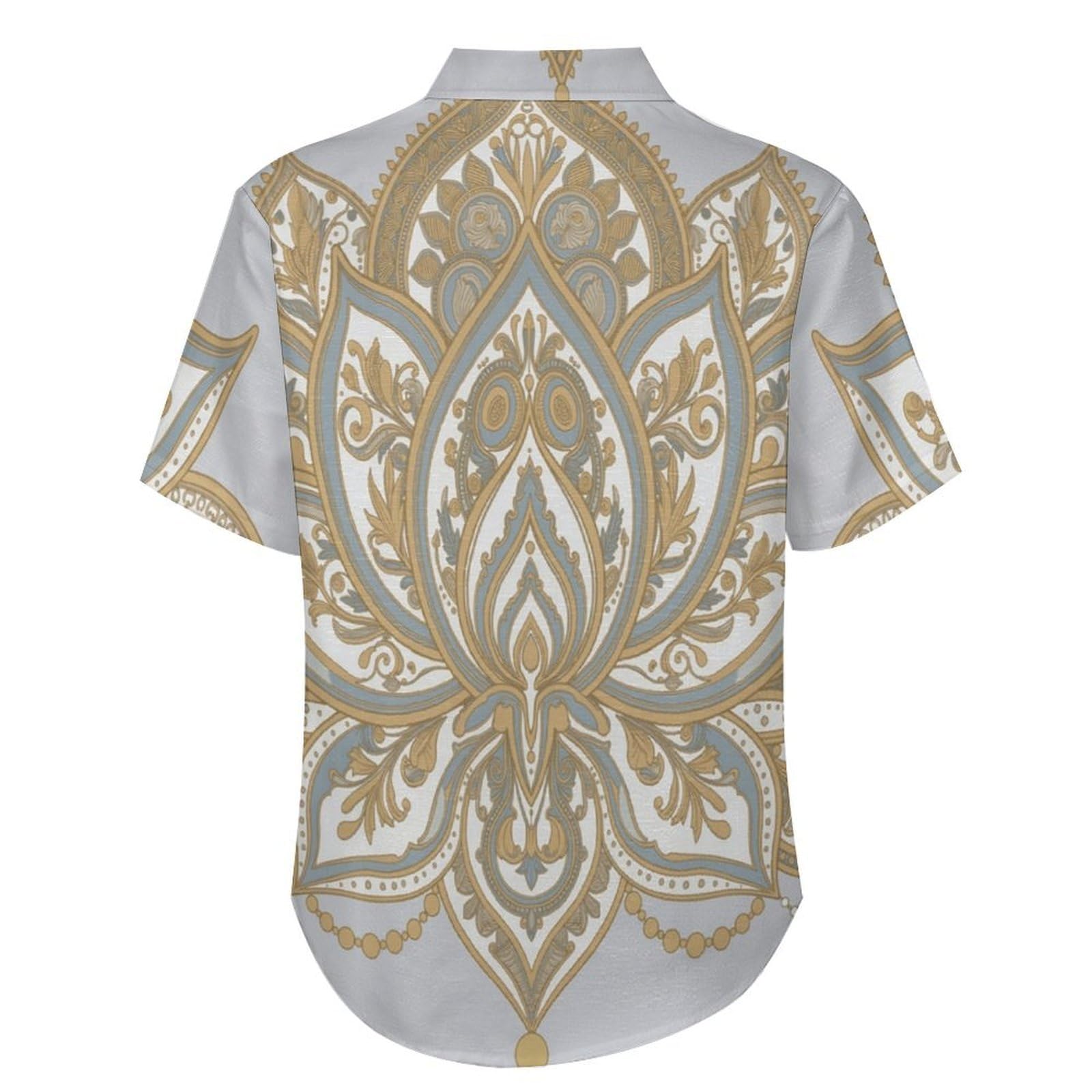 Camicia da Uomo Button Down con Stampa Loto Mandala, Arte Tradizionale Camicia Hawaiana Casual a Maniche Corte Camicie da Spiaggia Camicie da Vacanza