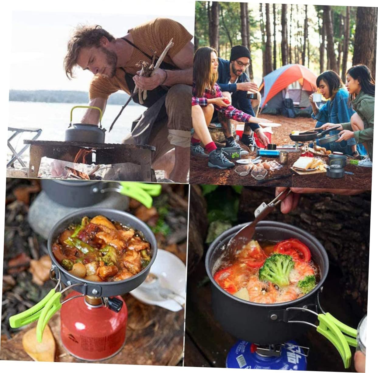 POPETPOP 1 Set Picnic Barbecue Pot Camping Cookware Set Portable Camping Cooking Utensils