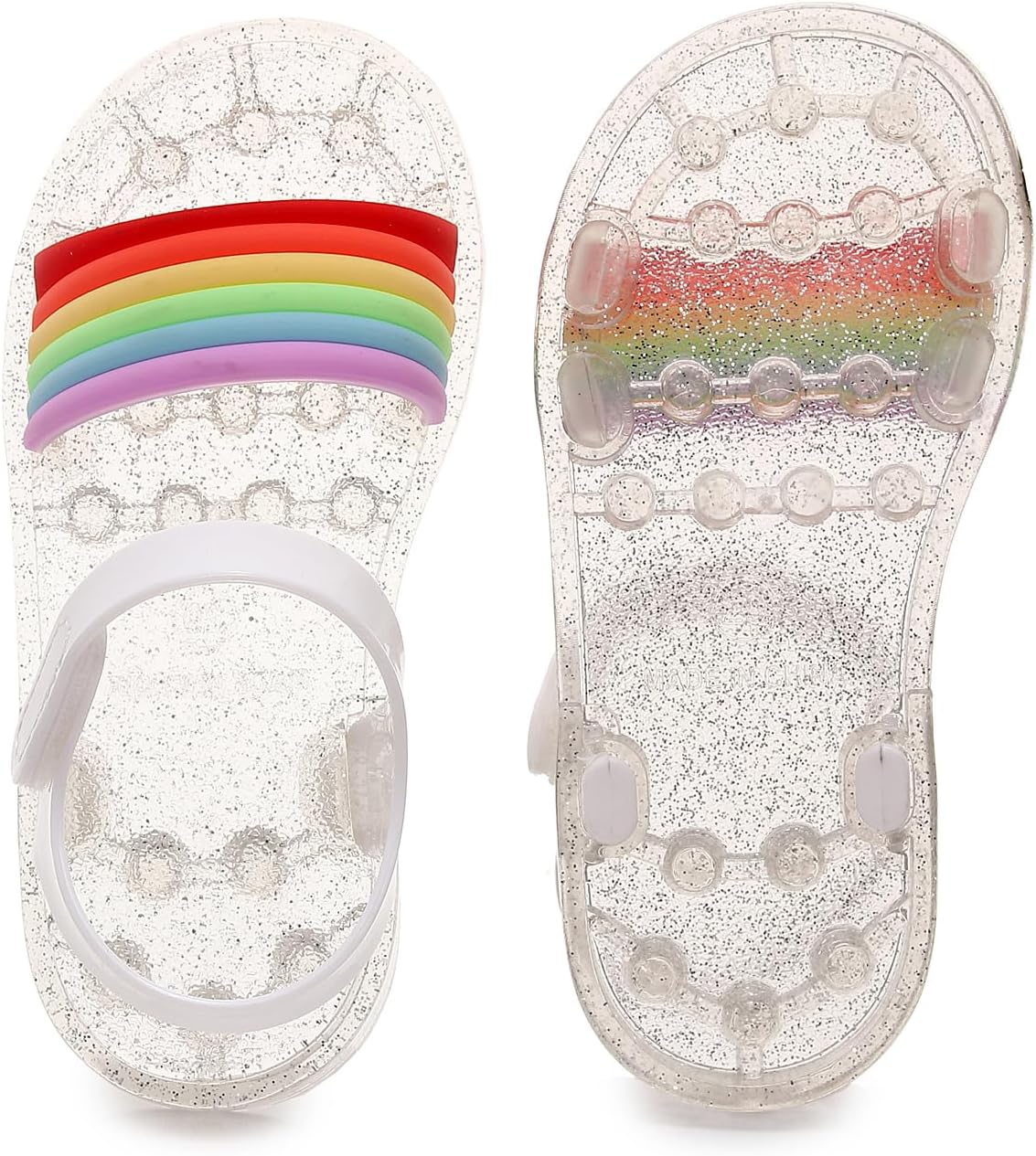 Girls Sandals for Toddler Girls Princess Dress Jelly Shoes Kids Flats Costume Soft Unisex-Child Boys Rainbow Water Rubber Sole Open Toe Beach Summer Mary Jane