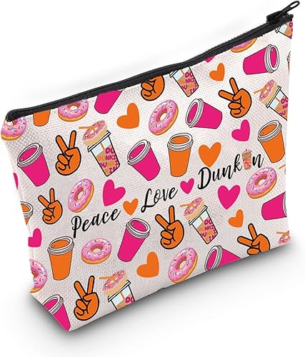 JXGZSO Peace Love Donut Junkie Shopping Bag Coffee Donuts Lover Gift Coffee Cosmetic Bag, Bolsa de bebida Peace Love