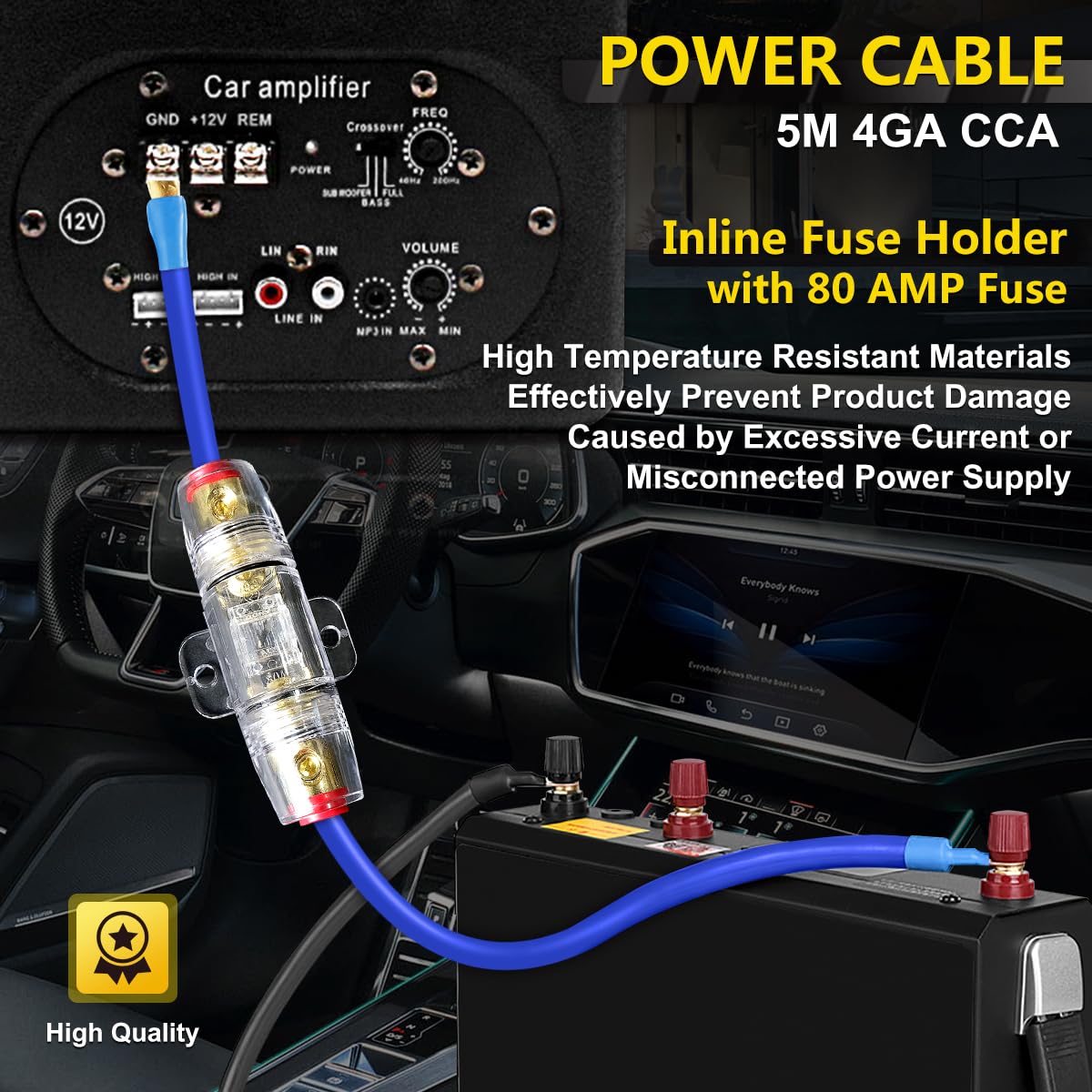 4 Gauge Amp Kit True 4 AWG Amplifier Installation Wiring Amp Kit Install Cables