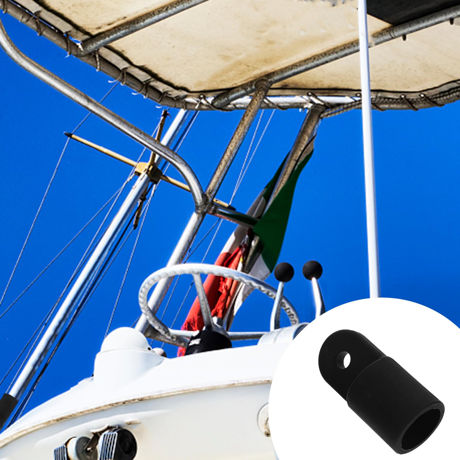 Veemoon Kit de Quincaillerie pour Bimini Bateau 2pcs Embout Noir en Nylon Léger et Facile à Installer pour Tube Diamètre 7/8 Pouces Kayak et Canoë