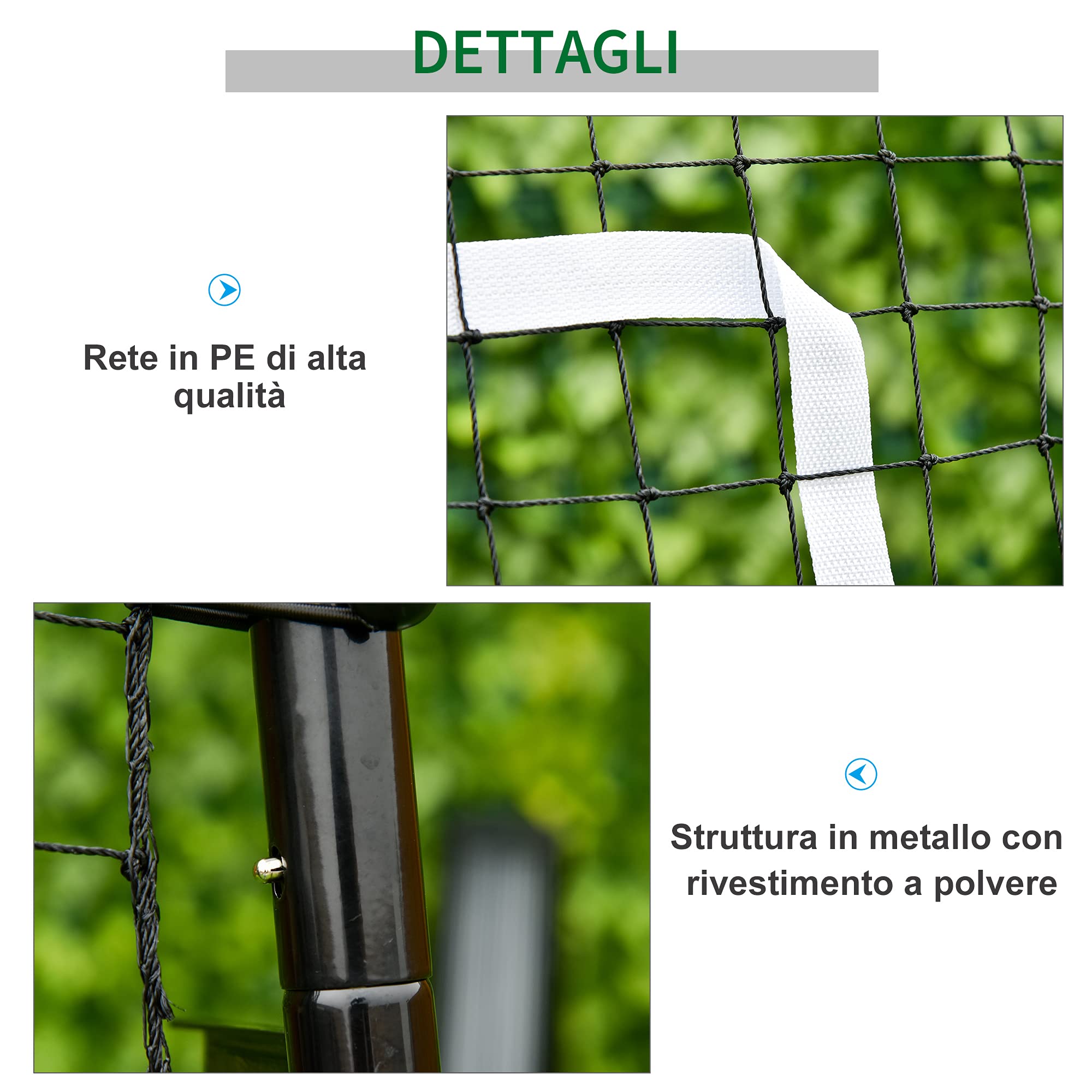 HOMCOM Rete da Calcio Rebounder Pieghevole con Bersaglio, Altezza e Angolazione Regolabili, Metallo e PE, 123x73x178.5cm, Nero