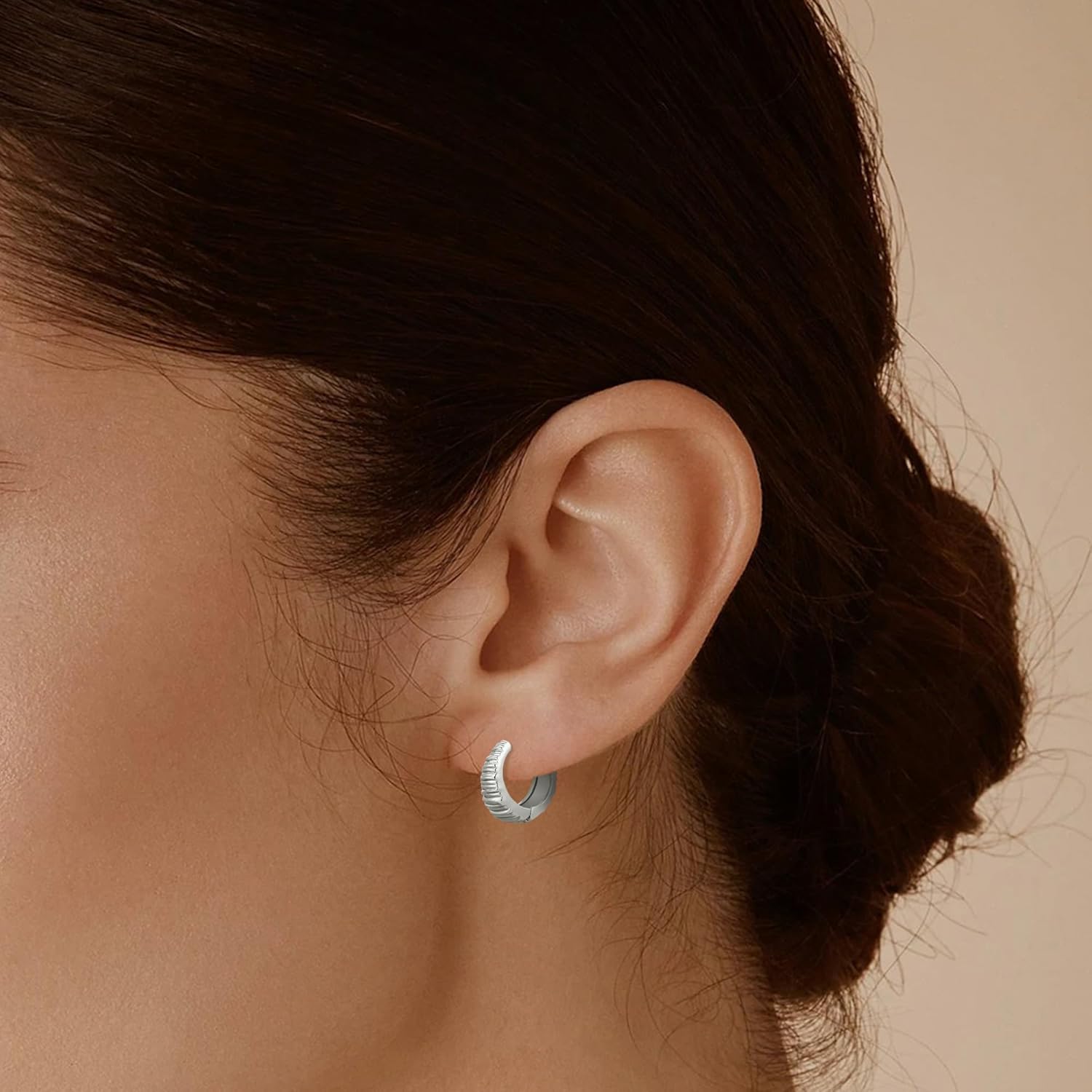 6 Pairs 14K Gold Plated Hoop Earrings for Women Trendy Chunky Lightweight Hoop Earrings Multipack Hypoallergenic, Thick Twisted Huggie Hoops Earring Set Jewelry for Gifts - Image 7